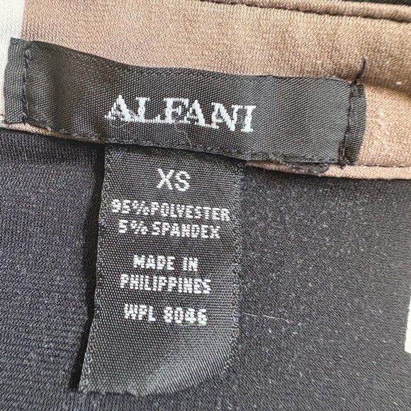 Alfani Brown Black Graphic Button Down cap sleeve vintage inspired Shirt size XS - Picture 4 of 8